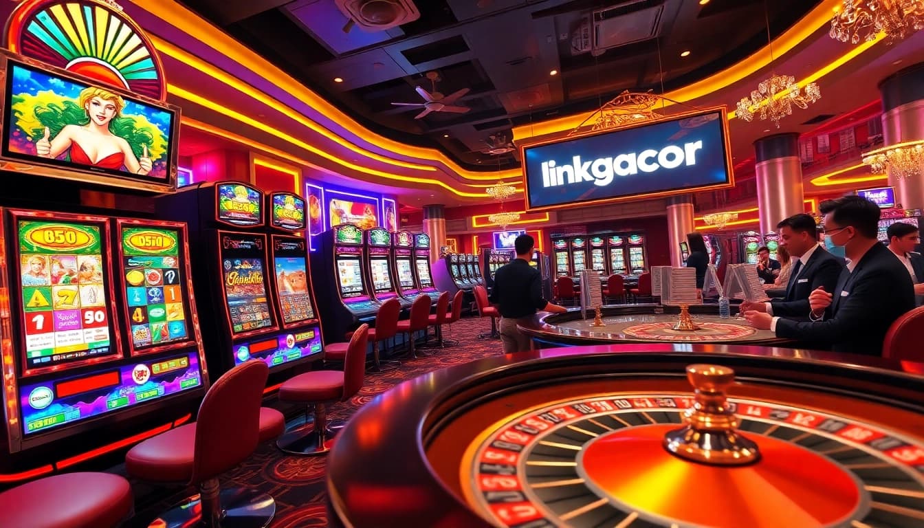 Players enjoying a thrilling gaming experience with slot machines at the link gacor casino.