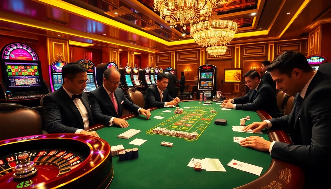 Experience bet88 đăng nhập excitement at a luxurious casino table full of vibrant games and dedicated players.
