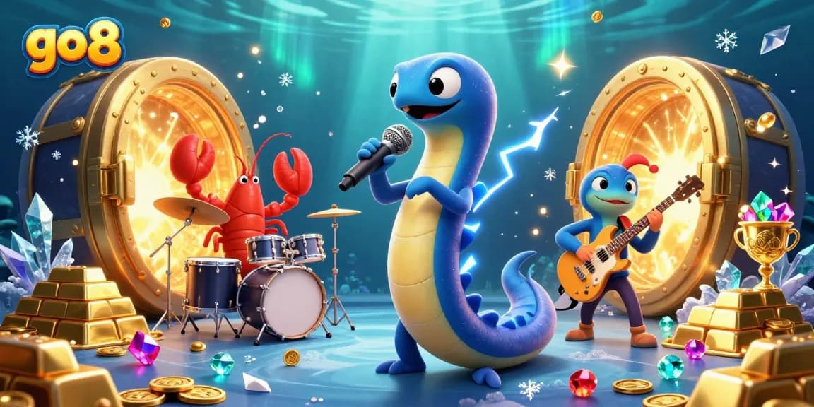 Go 8 reveals exciting gaming action in an underwater casino with vibrant characters and dazzling treasures.
