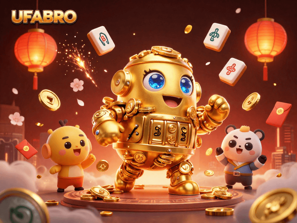 Experience UFABRO's thrilling casino action with golden golem and festive gaming elements.