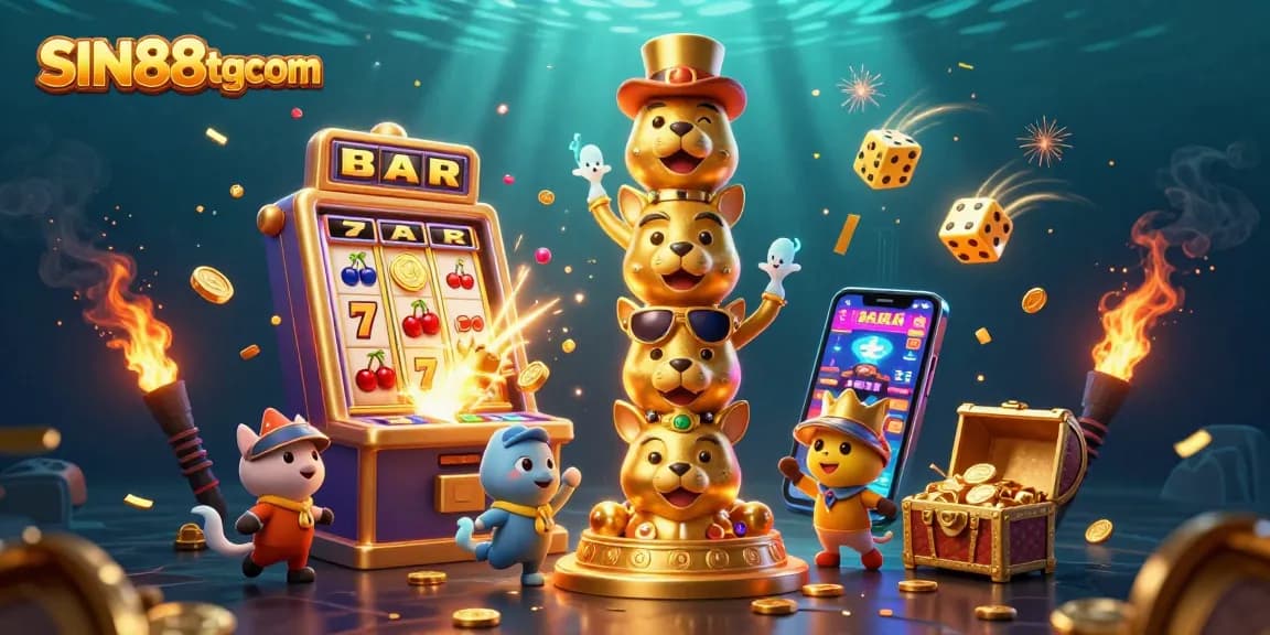 Spin the jackpot reels at SIN88tgcom with vibrant slot machines and dynamic casino elements.
