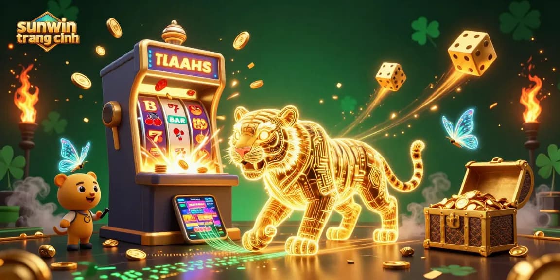 Experience exciting wins at sunwin trang chính with vibrant slot gameplay and golden tiger in 3D.