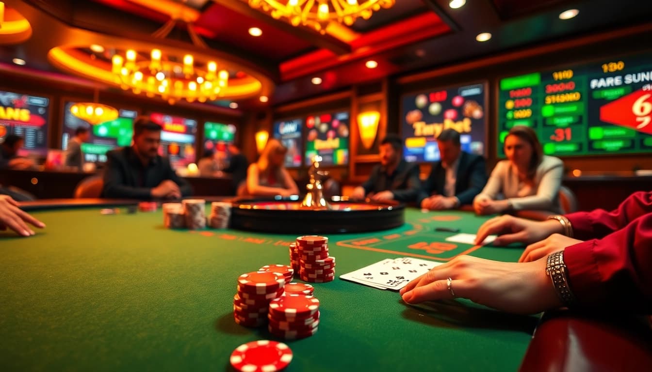 Experience thrilling gameplay at 789 bet with poker chips, cards, and roulette wheel in action.