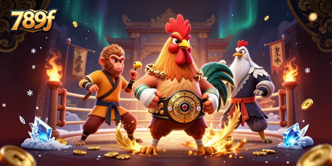Experience intense gameplay with 789f featuring a dynamic cockfighting scene filled with energy and vibrant details.