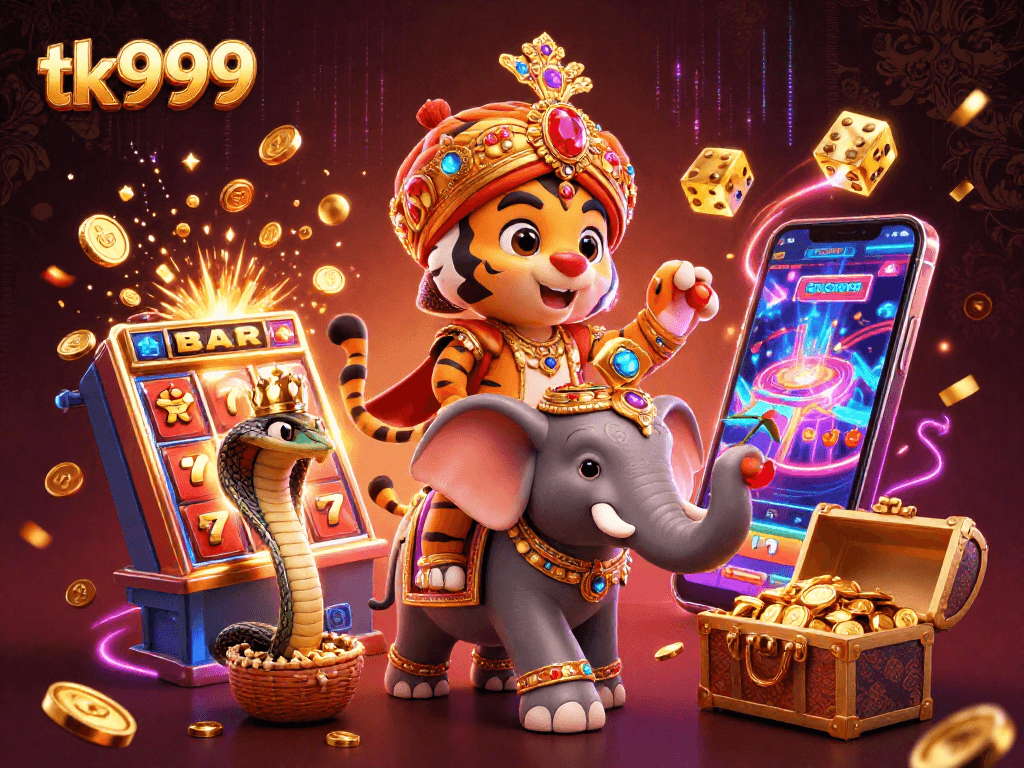 tk999 প্ল্যাটফর্মে উত্তেজনাপূর্ণ স্লট মেশিন Jackpot জেতার দৃশ্য।