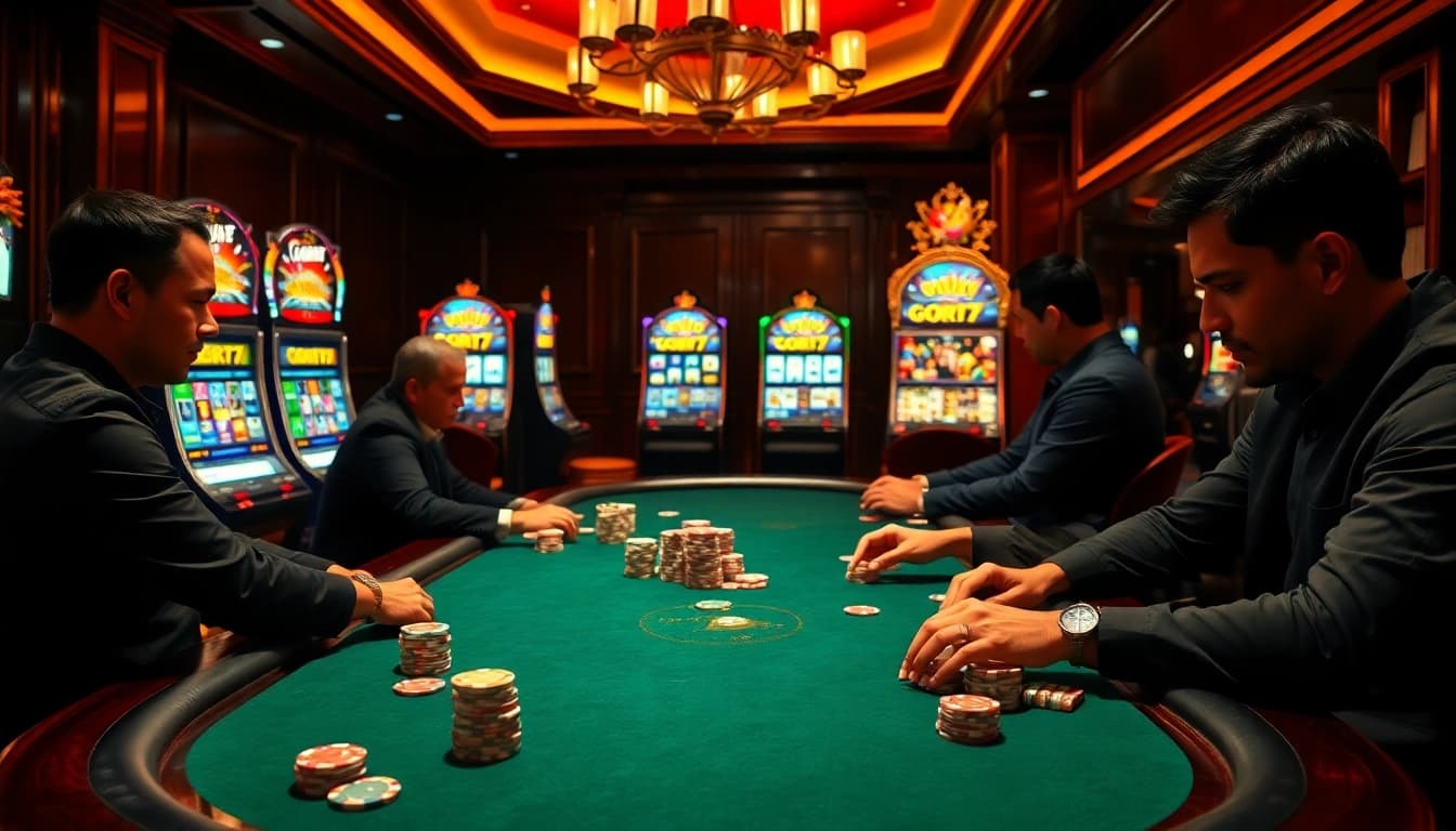Experience the excitement of gori77 casino games at a luxurious poker table.