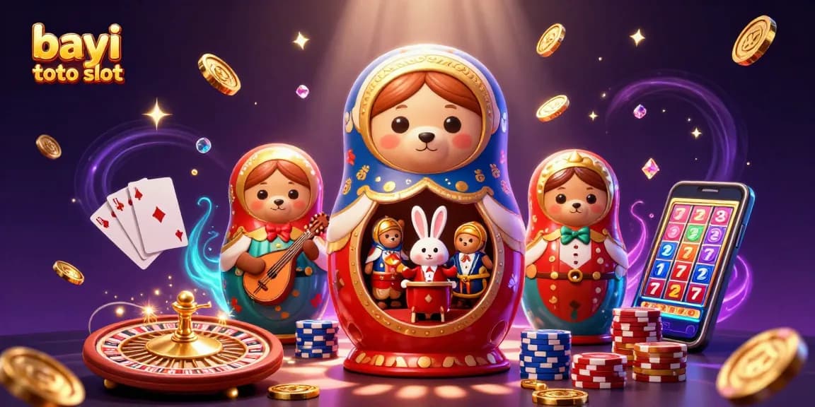 Engage in the thrilling world of bayi toto slot with playful characters and vibrant casino elements.