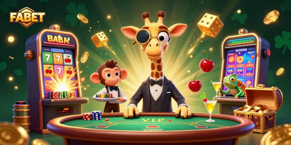 Engage in FABET's exciting casino experience with vibrant characters and dynamic gaming action.