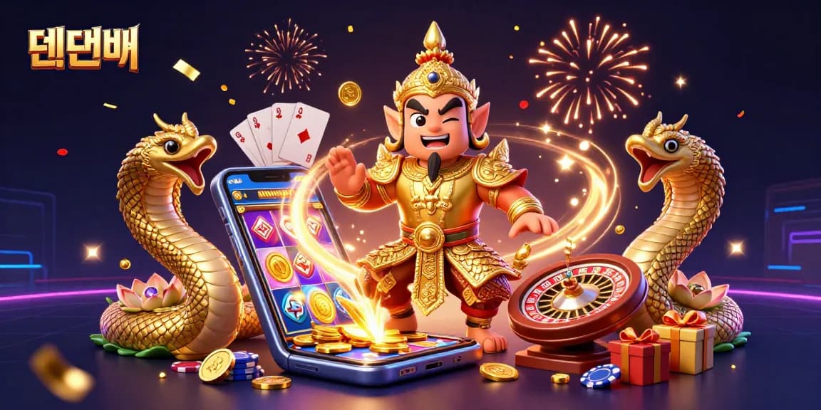 Experience exciting gameplay with 텐텐벳 using friendly yaksha, Naga comrades, and vibrant casino elements.