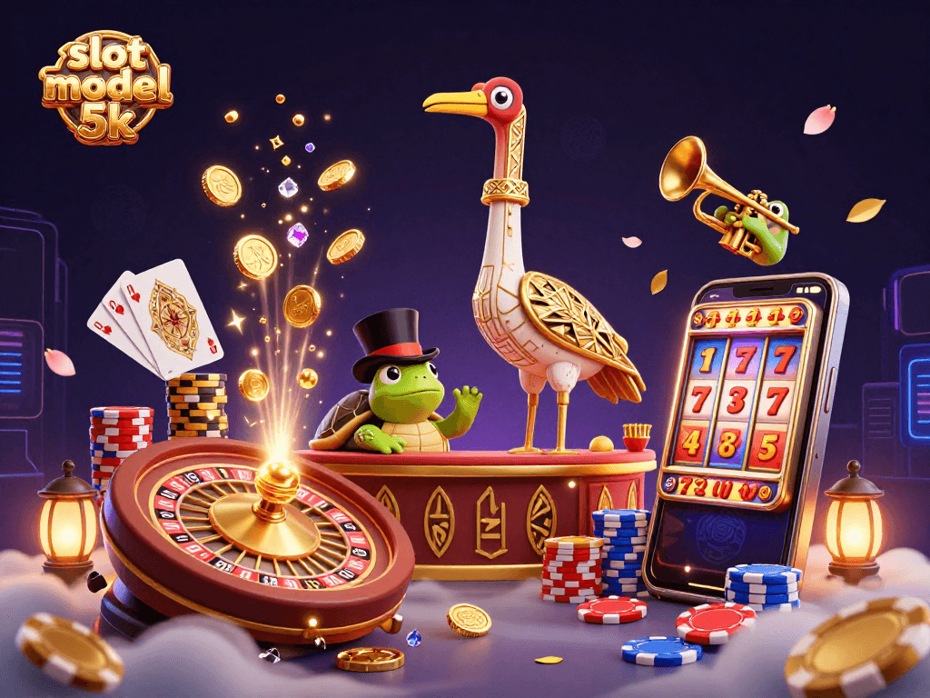 Spin the reels in style with slot modal 5k, showcasing a vibrant casino scene.