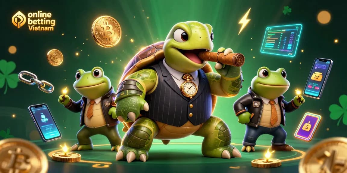 Experience online betting Vietnam with a vibrant casino scene featuring unique characters and dynamic elements.