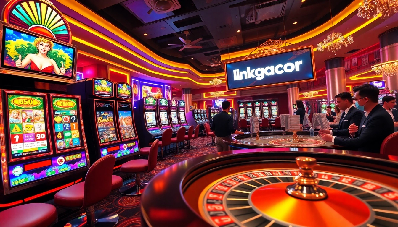 Players enjoying a thrilling gaming experience with slot machines at the link gacor casino.