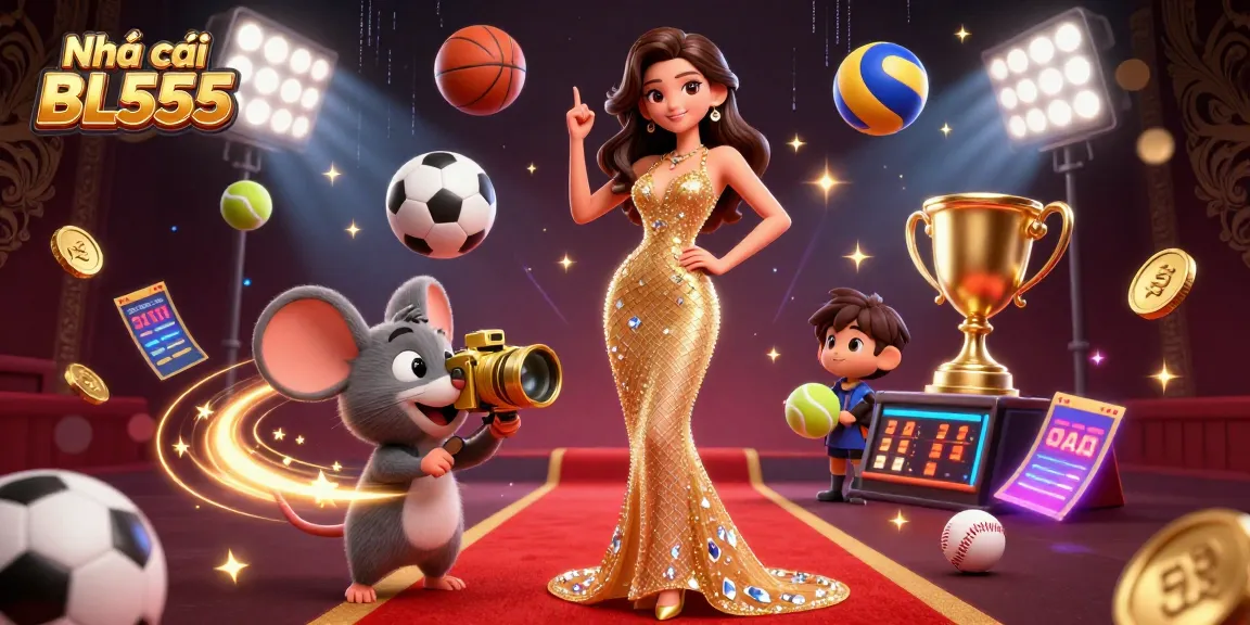 Engage with Nhà cái BL555's vibrant sports betting scene featuring dynamic elements and golden highlights.