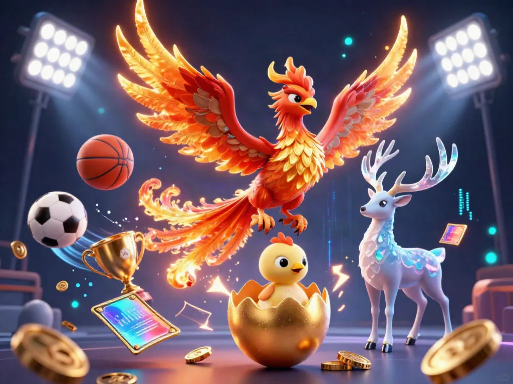 Experience the energy of mahadewa88 with a vibrant 3D phoenix scene filled with dynamic gaming elements.