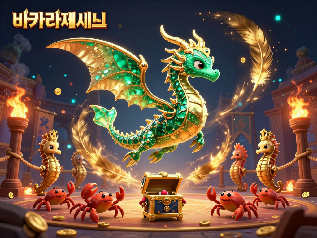 바카라사이트에서 실시간으로 진행되는 바카라 게임의 생생한 모습과 위풍당당한 바다 드래곤을 담은 일러스트