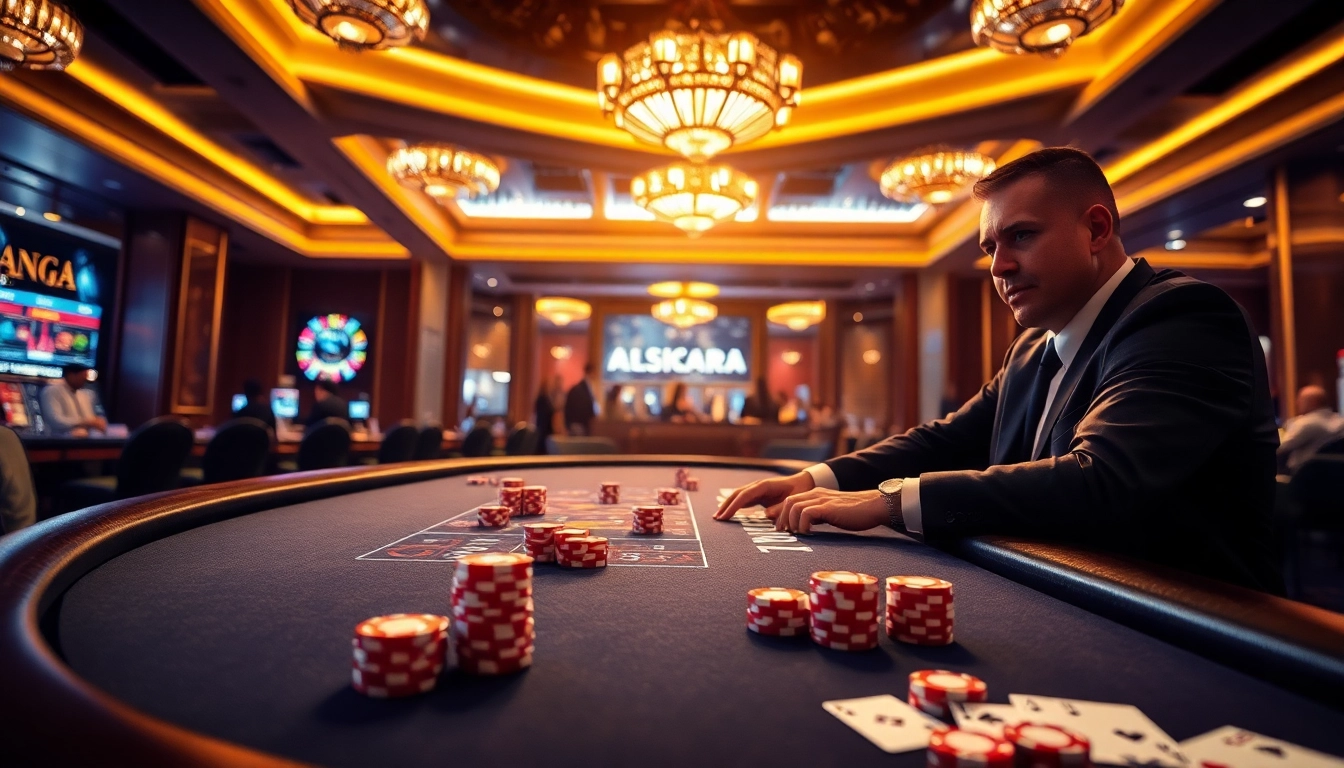 Experience w88 in a vibrant casino setting with a dynamic dealer and gaming table.