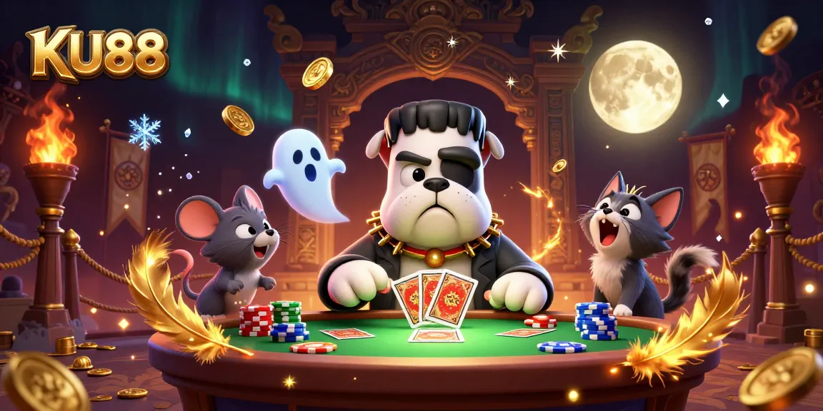 Engage in the exciting world of KU88 with a vibrant 3D casino scene full of thrilling characters.