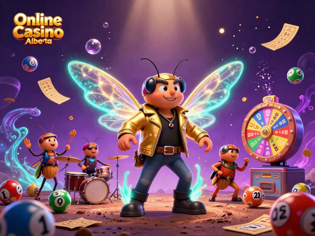 Experience the thrill of Online Casino Alberta with a vibrant 3D illustration of characters celebrating winnings.