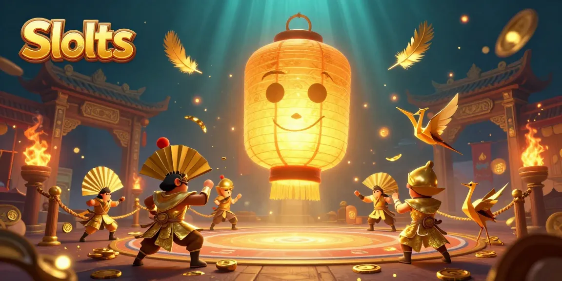 Spin and win remarkable Slots while surrounded by a mystical floating lantern and warrior companions.