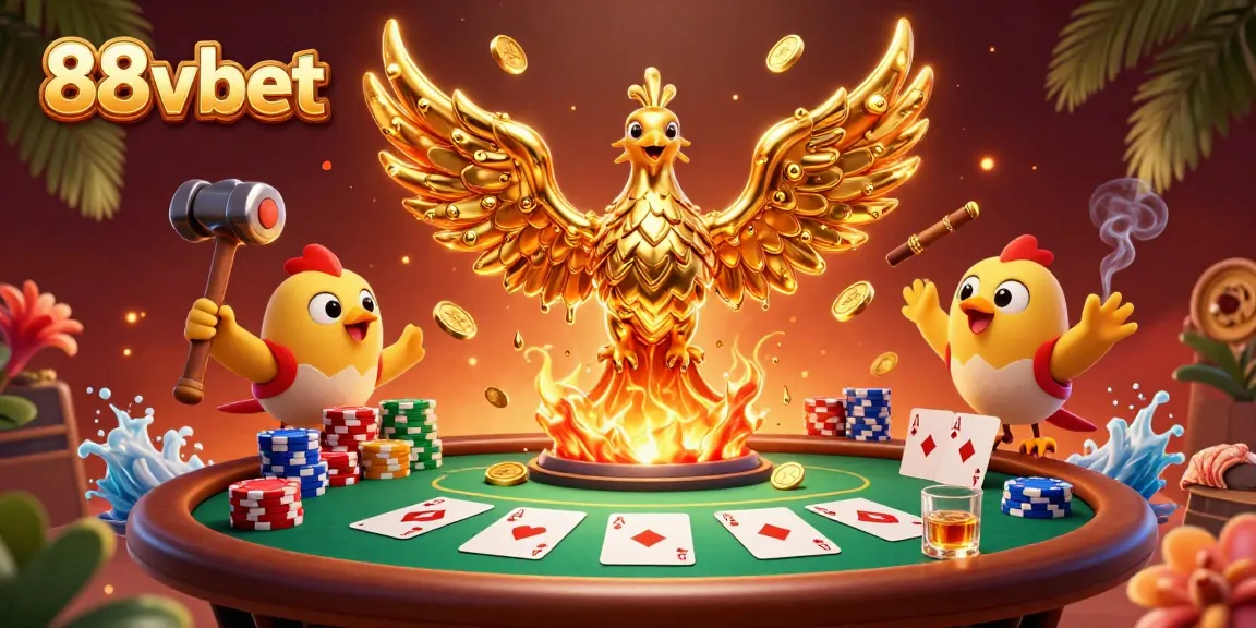 Immerse in the thrilling action of 88vbet with molten metal phoenix and vibrant poker elements.