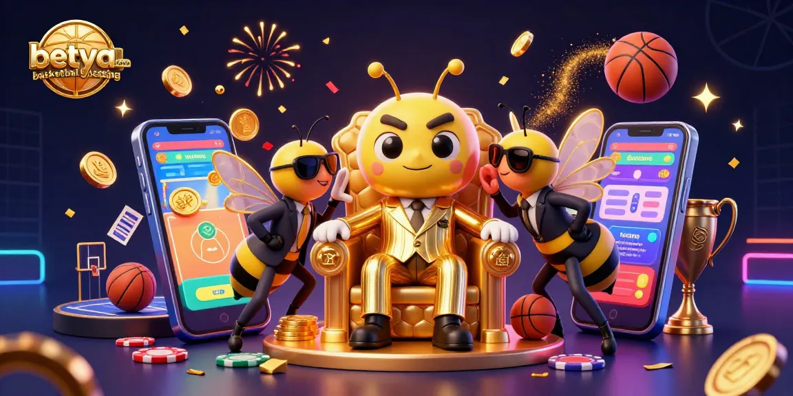 Engage with betya.com basketball betting through a vibrant 3D illustration showcasing a bumblebee mob boss in a thrilling scene.