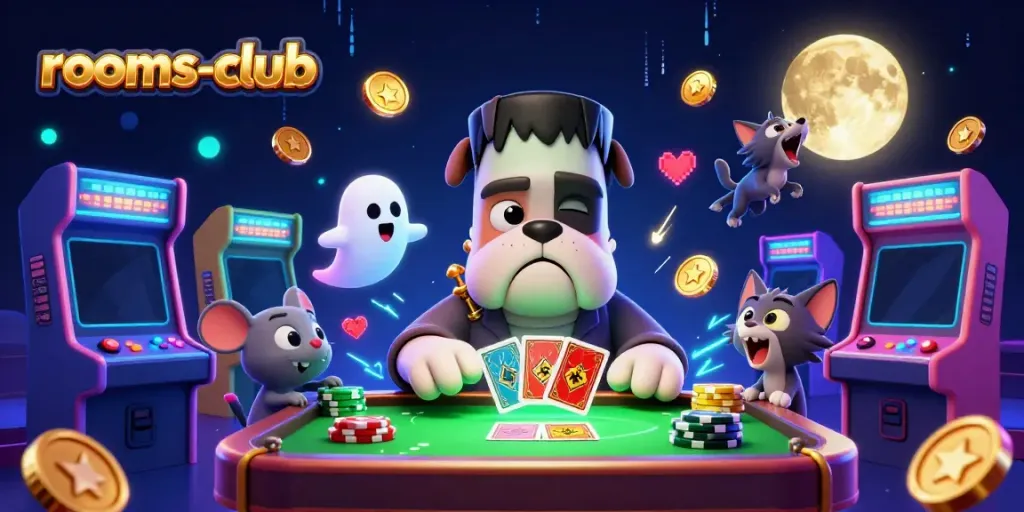 Pengalaman bermain di rooms-club dengan karakter kasino 3D yang menarik dan suasana yang seru.