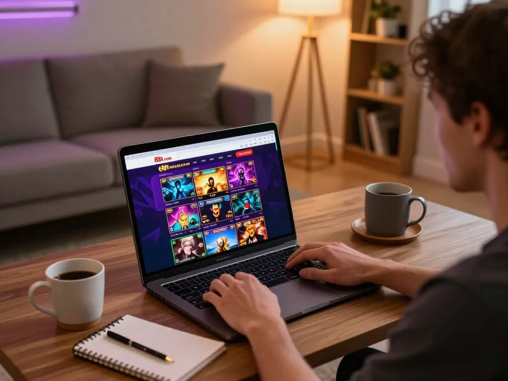 Engaging with 88i com online casino platform from a cozy home gaming setup