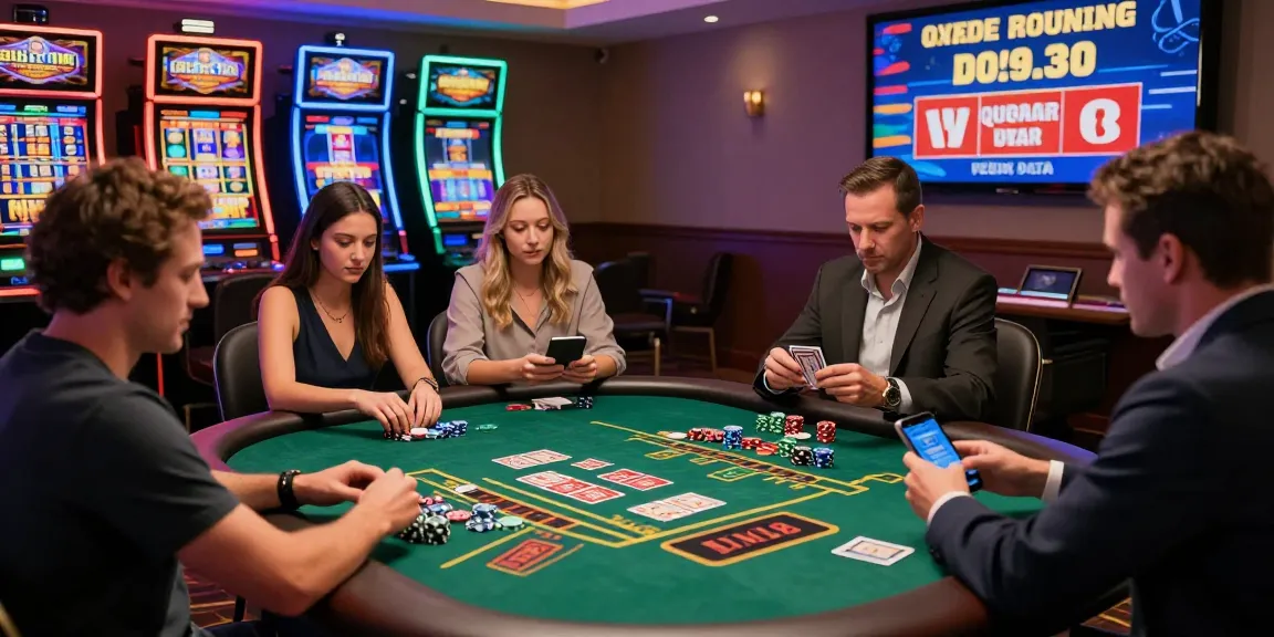 Exciting scene showing players at a USA online casino, featuring live dealer games, vibrant slot machines, and engaging promotions.