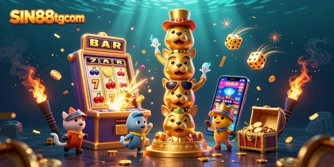 Spin the jackpot reels at SIN88tgcom with vibrant slot machines and dynamic casino elements.