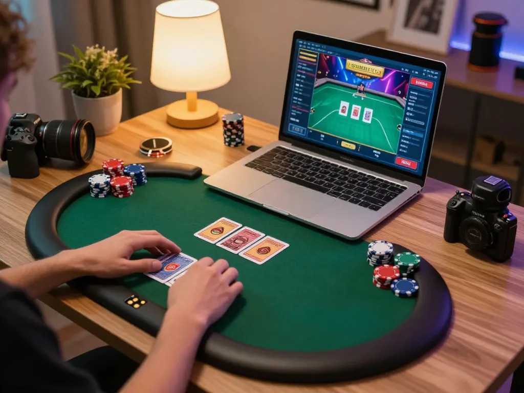 Engaging online poker gameplay at ZX88 showcasing strategic betting with chips and cards.
