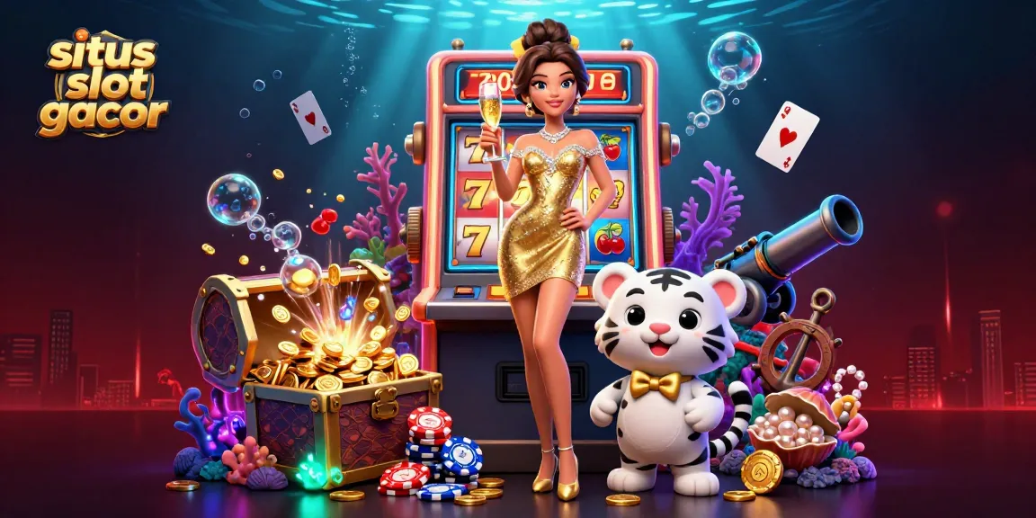 Engage with fun at situs slot gacor featuring a glamorous woman and a lucky tiger in a vibrant casino setting.