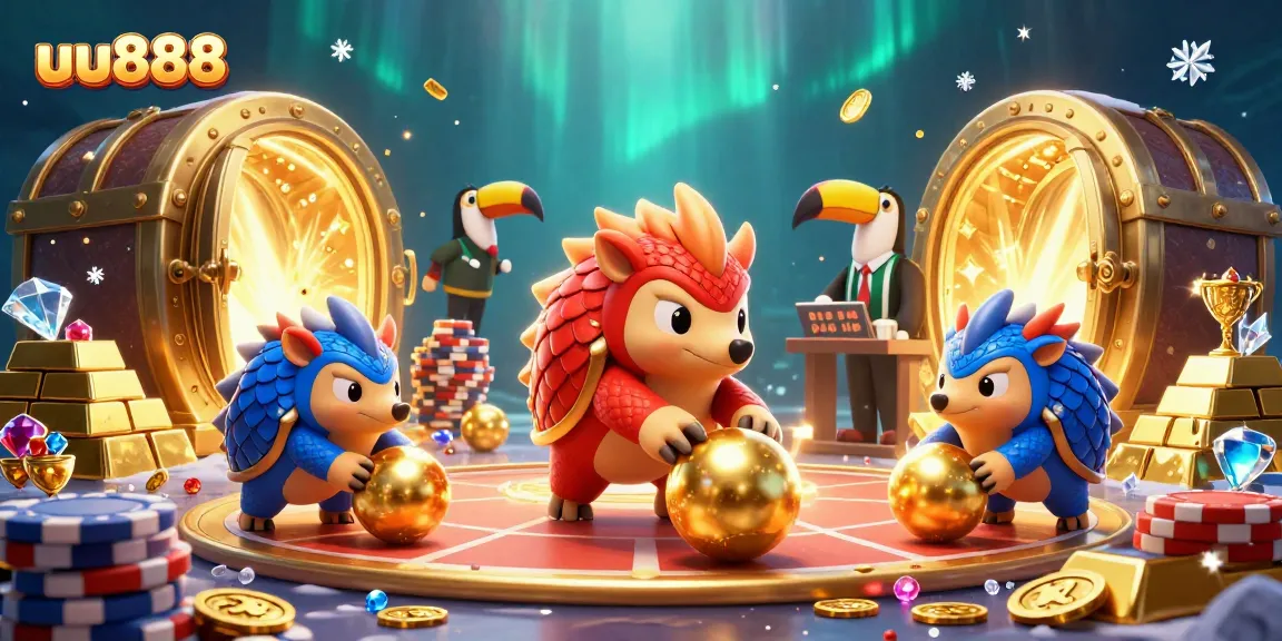 uu888 pangolins compete in a vibrant casino scene, showcasing dynamic gambling action