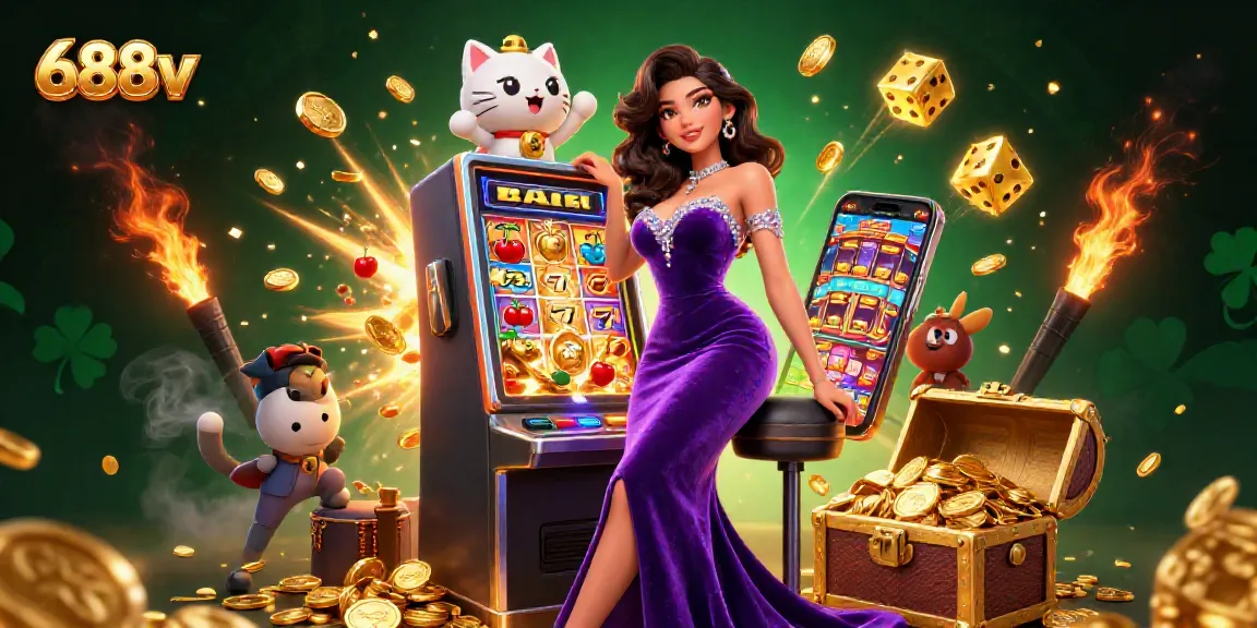 Spin and win at 688v with a colorful slot machine and jackpot scene in a vibrant casino