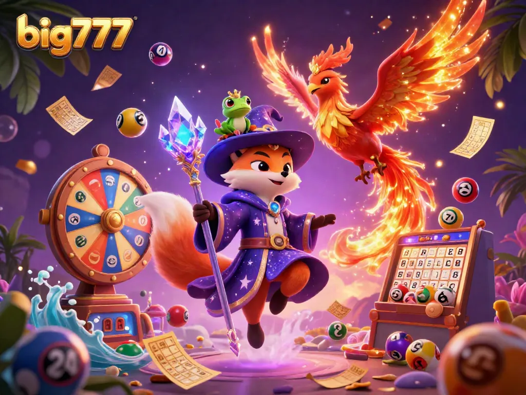 Engage in thrilling big777 slot action with a mystical wizard fox, phoenix, and dynamic lottery elements.
