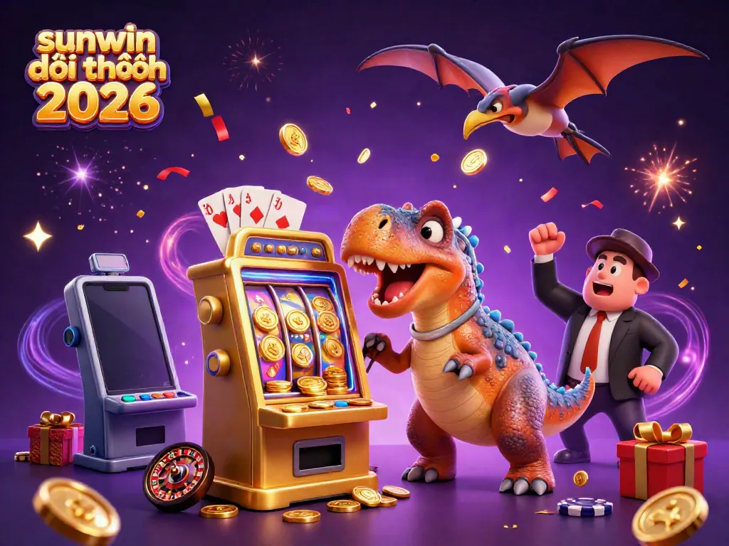 Experience the excitement of sunwin đổi thưởng 2026 as a pachycephalosaurus wins jackpots in this action-packed casino scene.