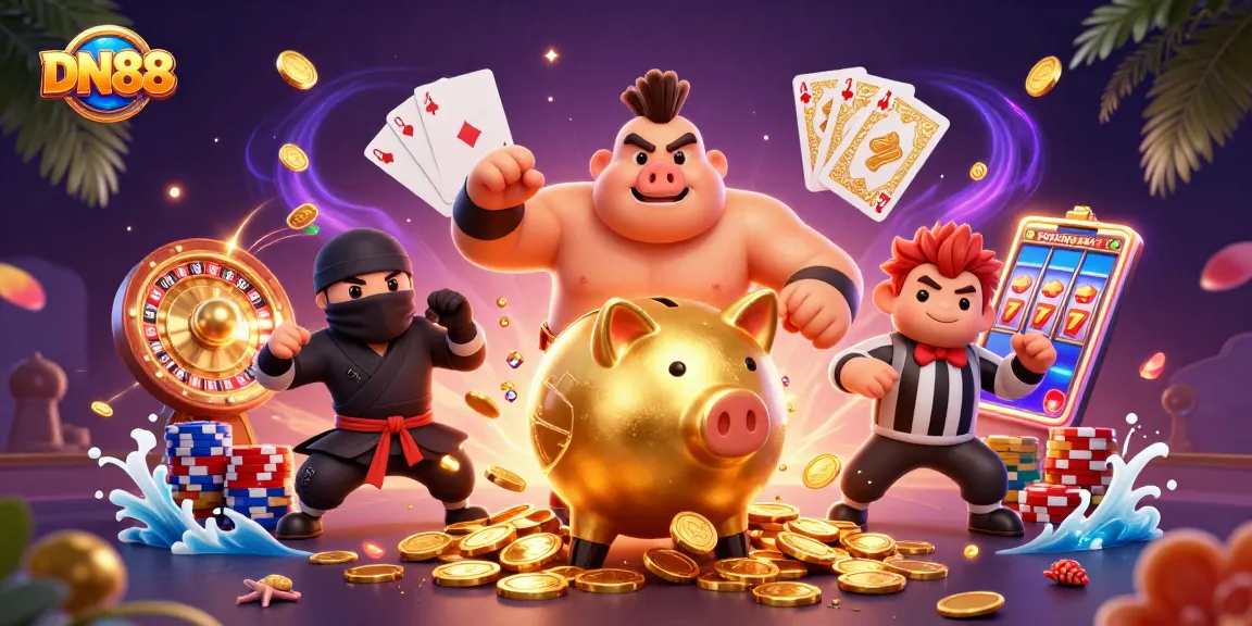 Experience thrilling casino action at DN88 with a vibrant scene of excitement and winning moments.