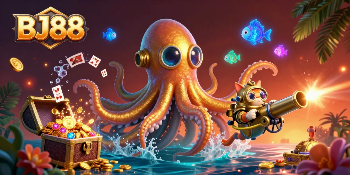 Experience thrilling gameplay at BJ88 with vibrant underwater treasures and iconic game elements.