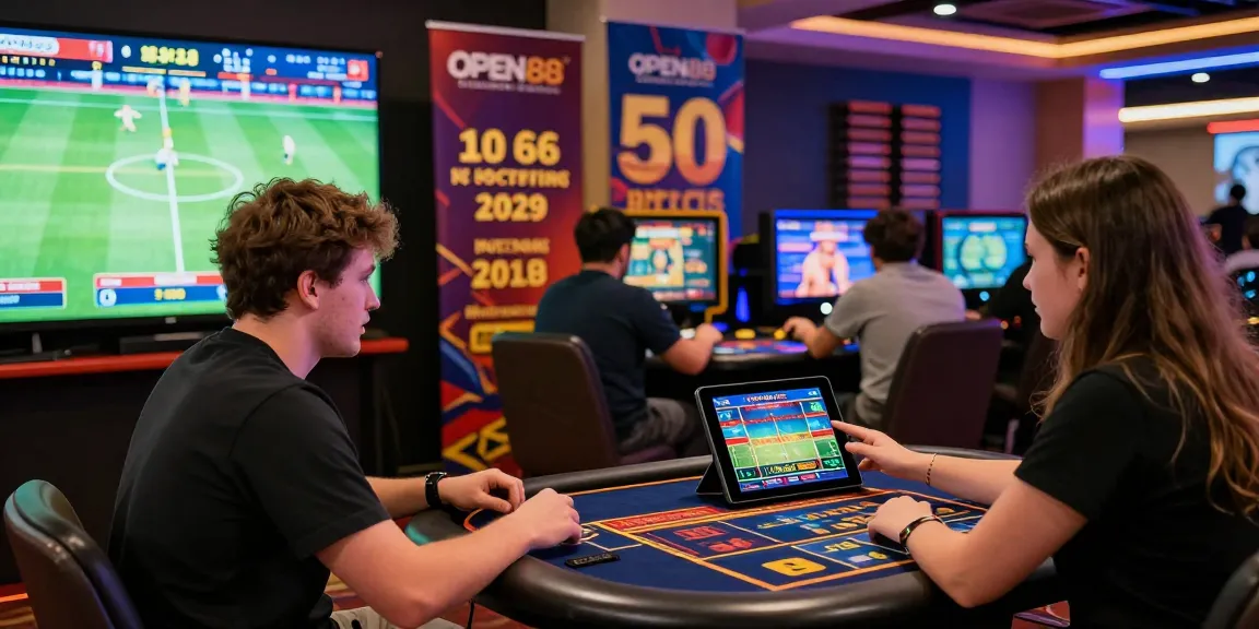 Engaging online gambling experience at OPEN88 featuring diverse players and vibrant sports betting atmosphere.
