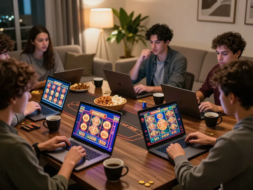 tr88 online players engaging with vivid casino games in a cozy home setting