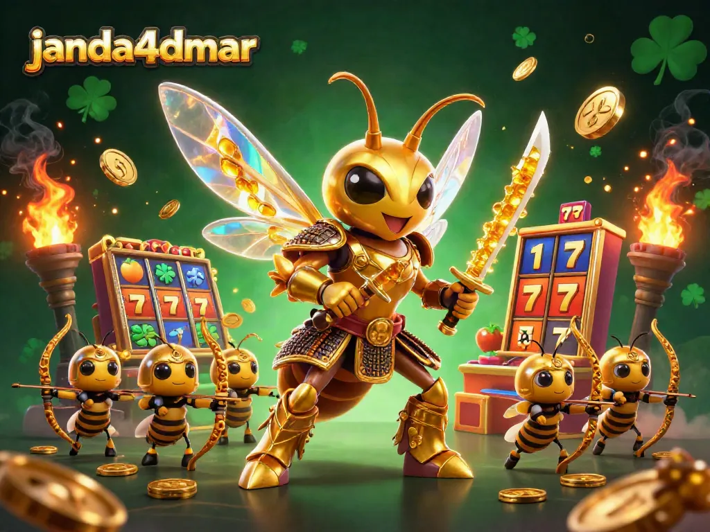 Penuhi slot gambar dengan elemen janda4dmar, simbol buah, dan jackpot yang berputar di udara.