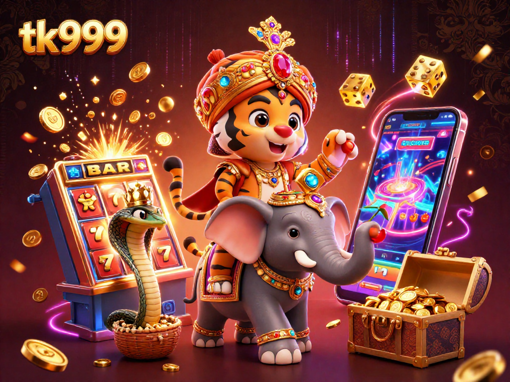 tk999 প্ল্যাটফর্মে উত্তেজনাপূর্ণ স্লট মেশিন Jackpot জেতার দৃশ্য।