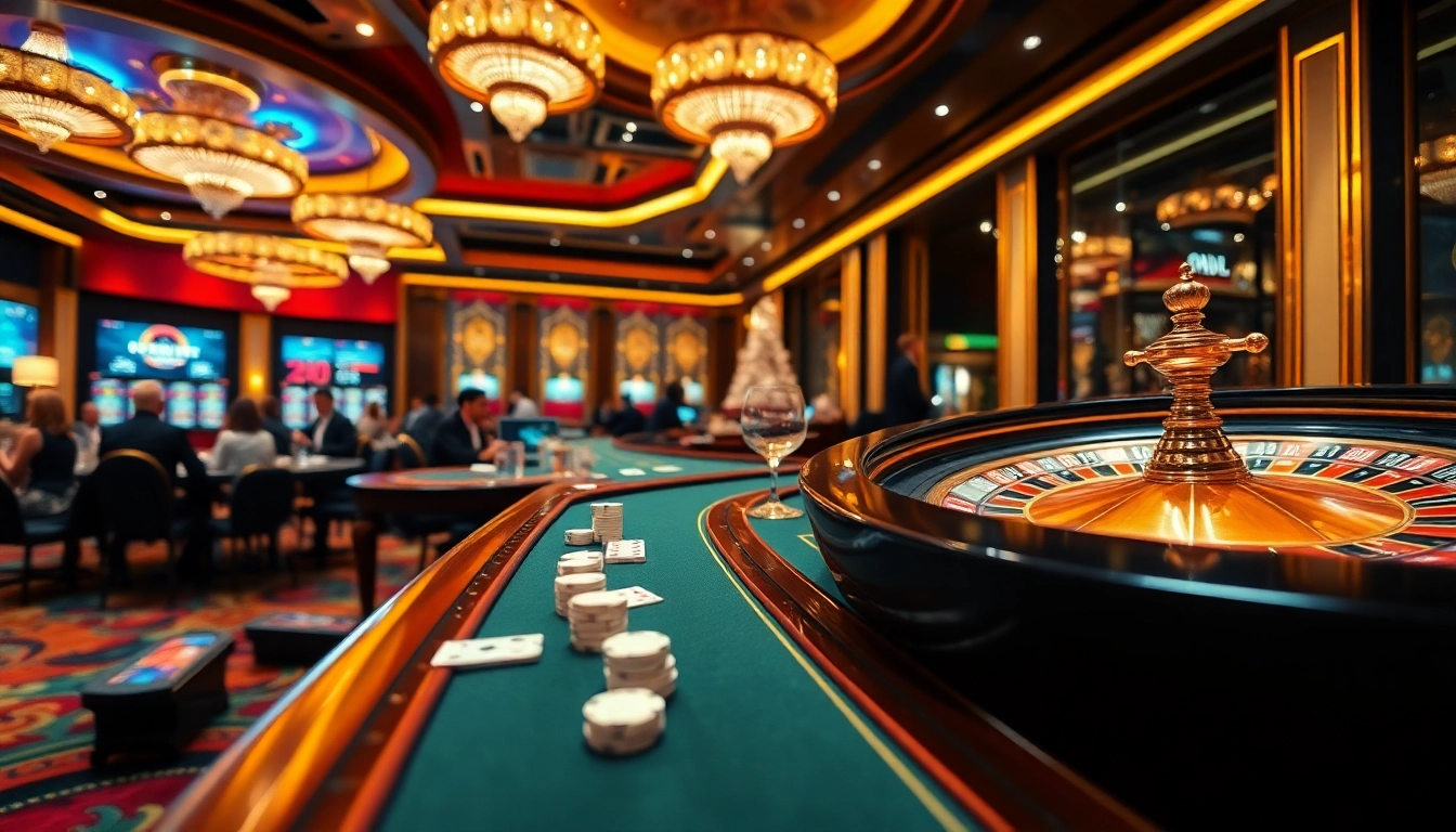 A luxurious online gambling scene highlighting ZBET's vibrant casino interface with dynamic gaming elements.