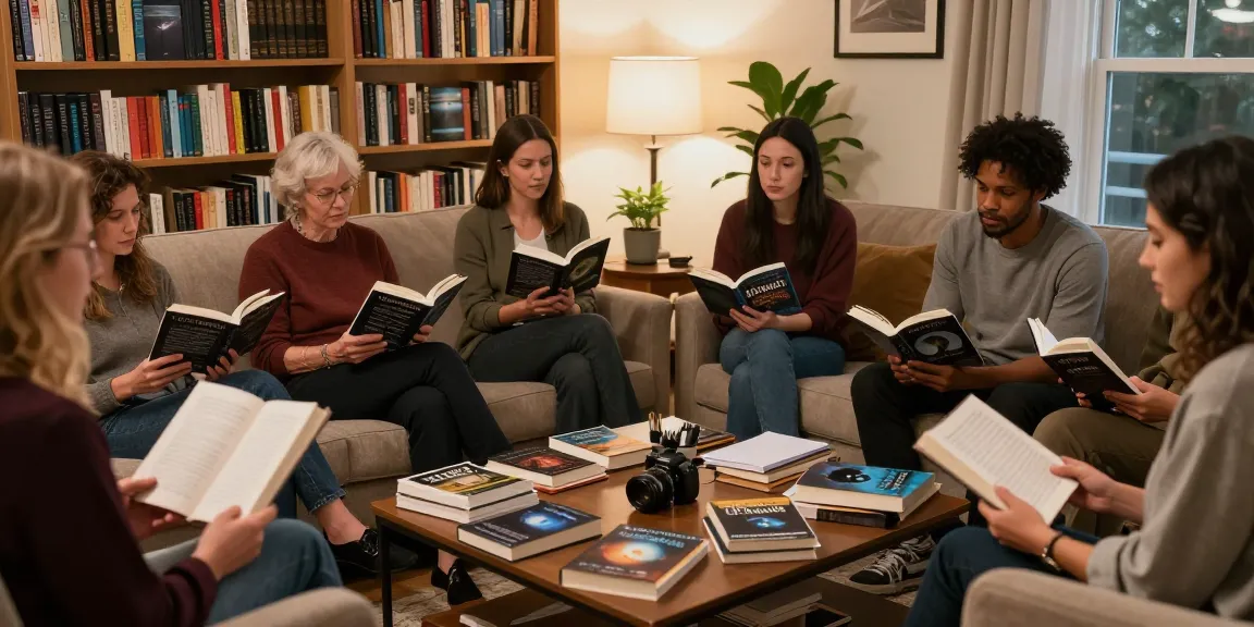 Engaging group discussion on spirituality and UFO phenomena at https://tallengreenfield.com, featuring T Allen Greenfield's award-winning book "UFOnauts."