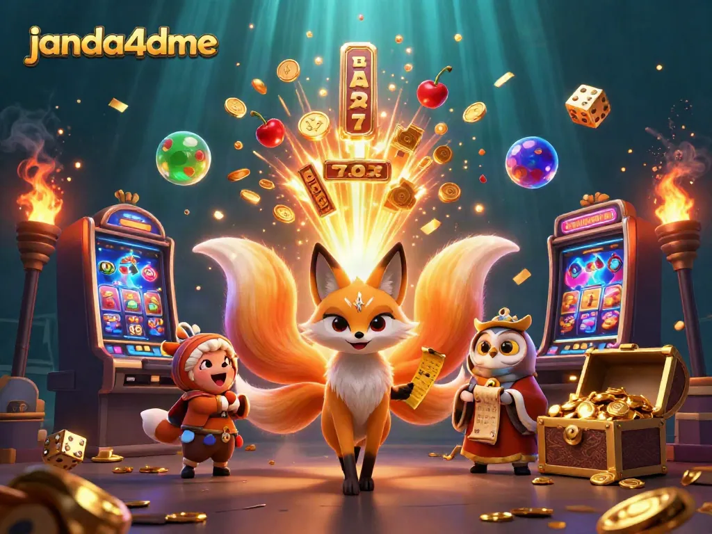 Menangkan bermain di janda4dme dengan slot mesin 3D yang penuh koin dan cahaya.