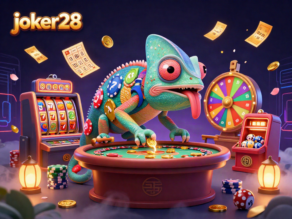 Experience the vibrant casino world with joker28 and dynamic gambling elements in a lively 3D scene.