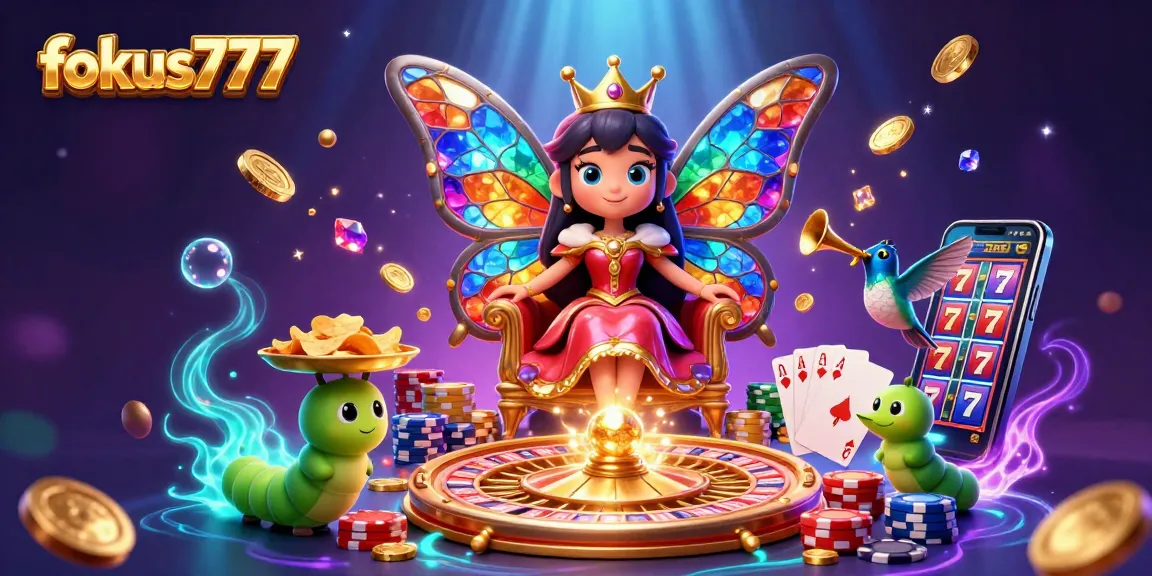 Experience thrilling gameplay at fokus777, with vibrant casino elements exploding in every direction.