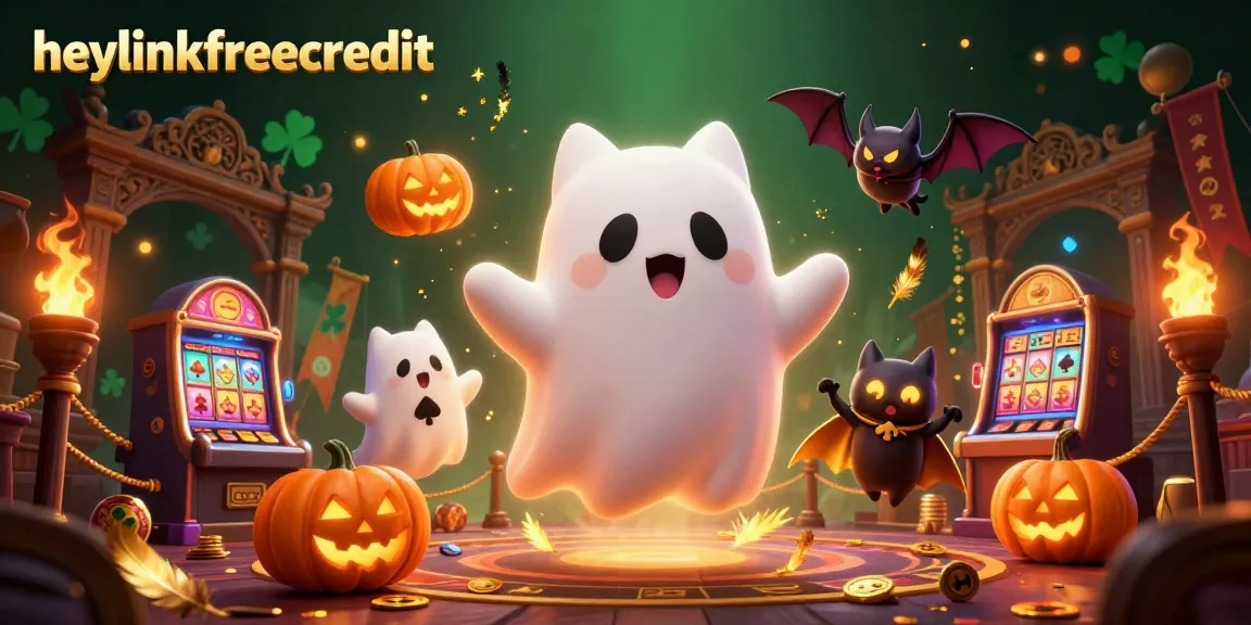 Play the heylinkfreecredit-themed haunted casino adventure with a friendly ghost cat and golden bat companion.