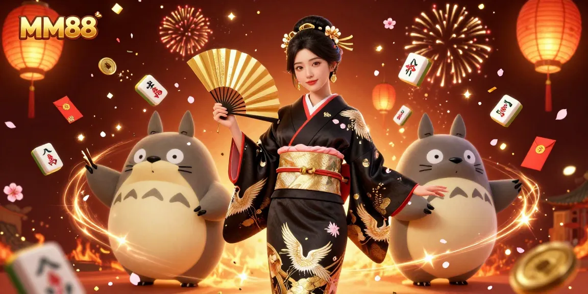 Experience the thrill of winning with MM88 in a vibrant casino scene featuring traditional elements.