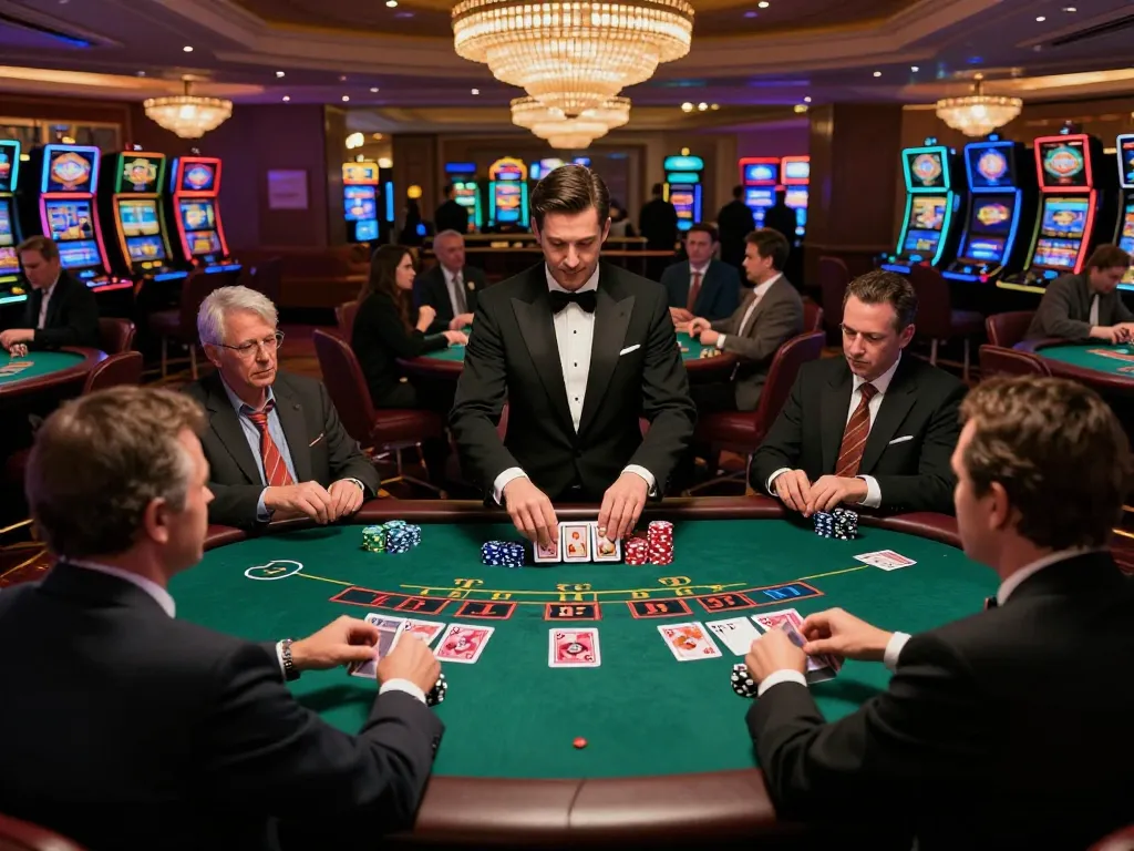 Suasana permainan blackjack yang menarik menyoroti sensasi gameplay strategis di kasino, cukup pengalaman premium.