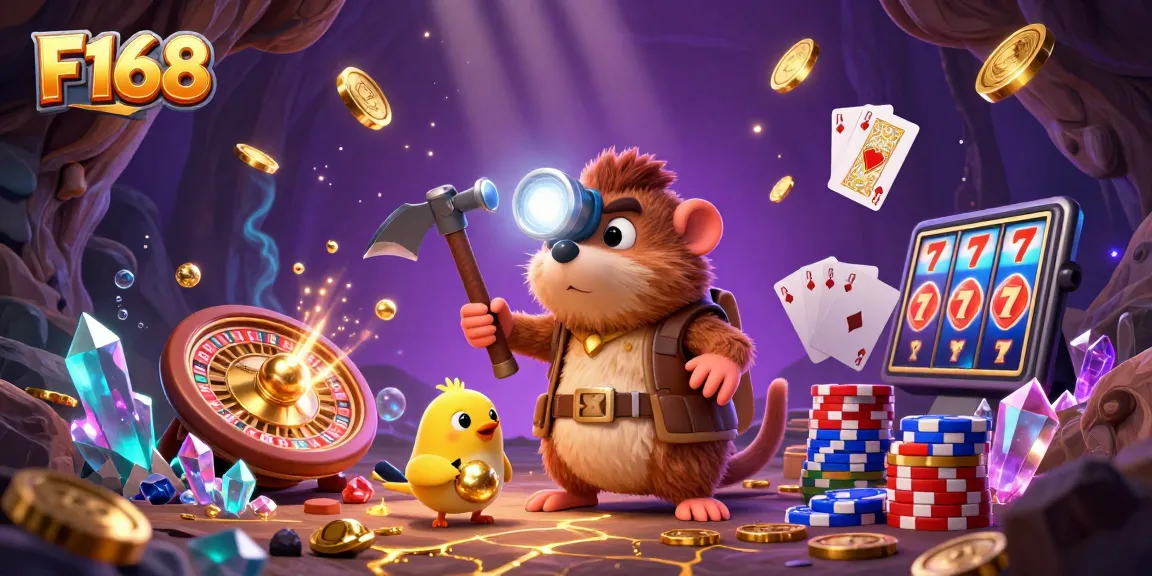 Experience thrilling gameplay at F168 with exciting treasures and casino elements integrated in a vibrant scene.